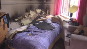 Cheshire Fire Sprinkler Campaign: Sprinkler Test - Bedroom fire with sprinkler