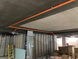 Fire Sprinkler system installed in Basement